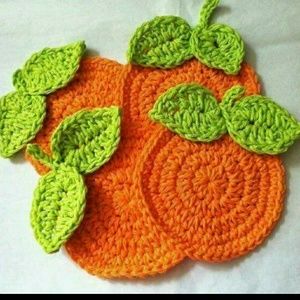 Summery fruity crochet coasters or pot holders
